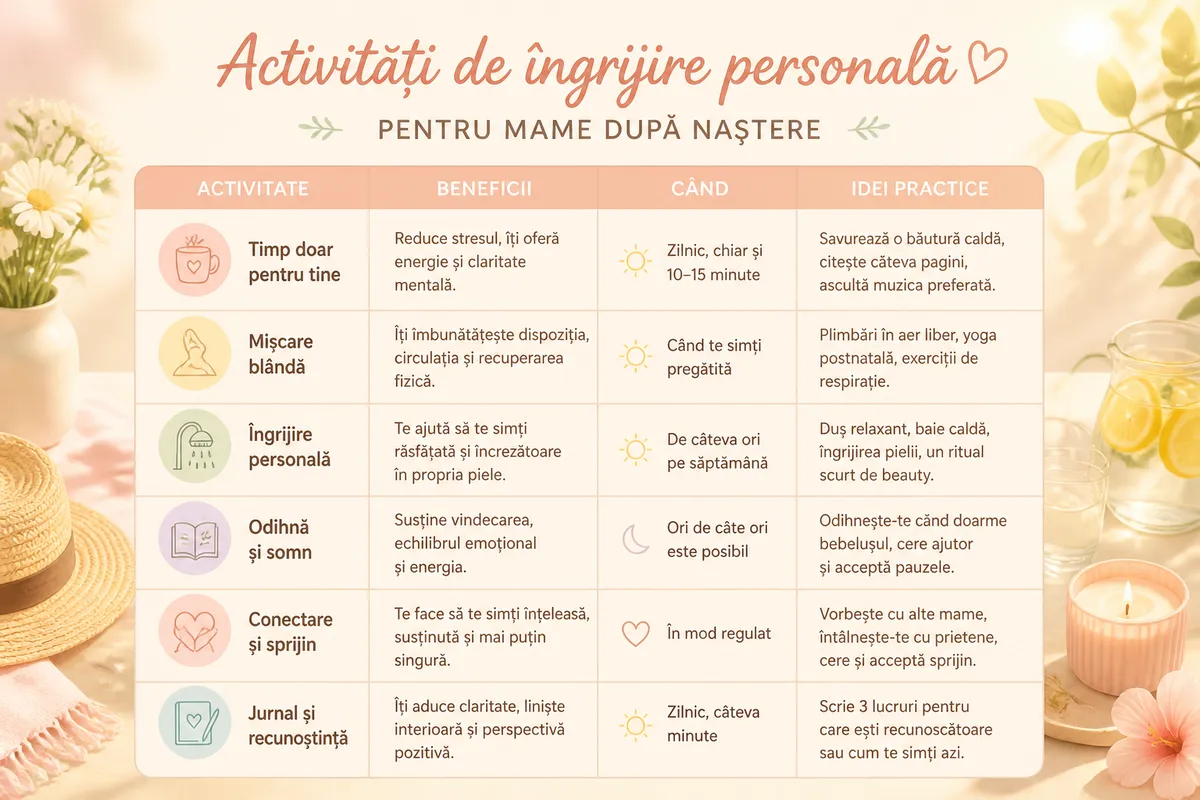 activități recuperare identitate mamă postpartum