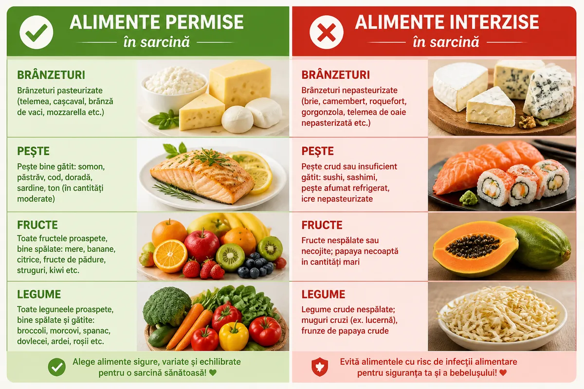 alimente interzise permise sarcină tabel comparativ
