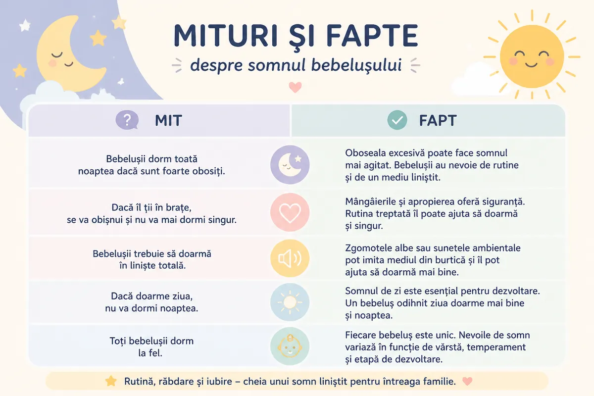 comparație mituri realitate somn bebeluș