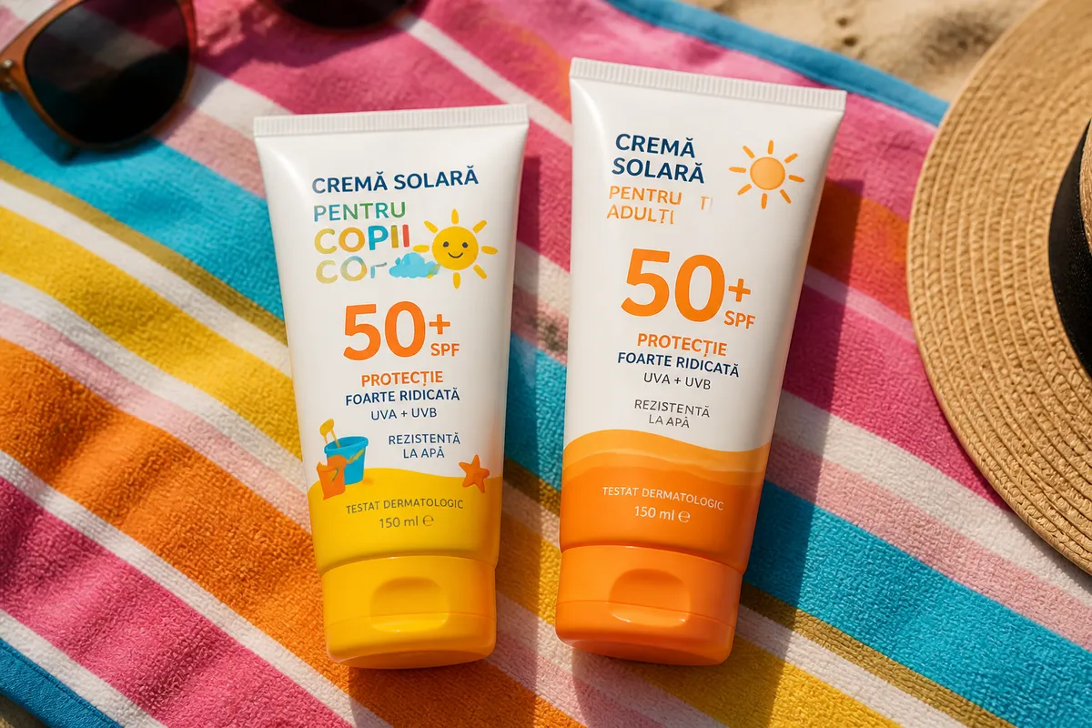 comparație cremă solară copii adulți diferențe ingrediente