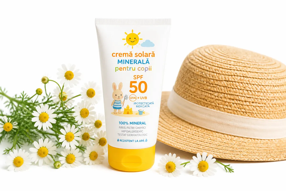 cremă solară minerală copii piele sensibilă