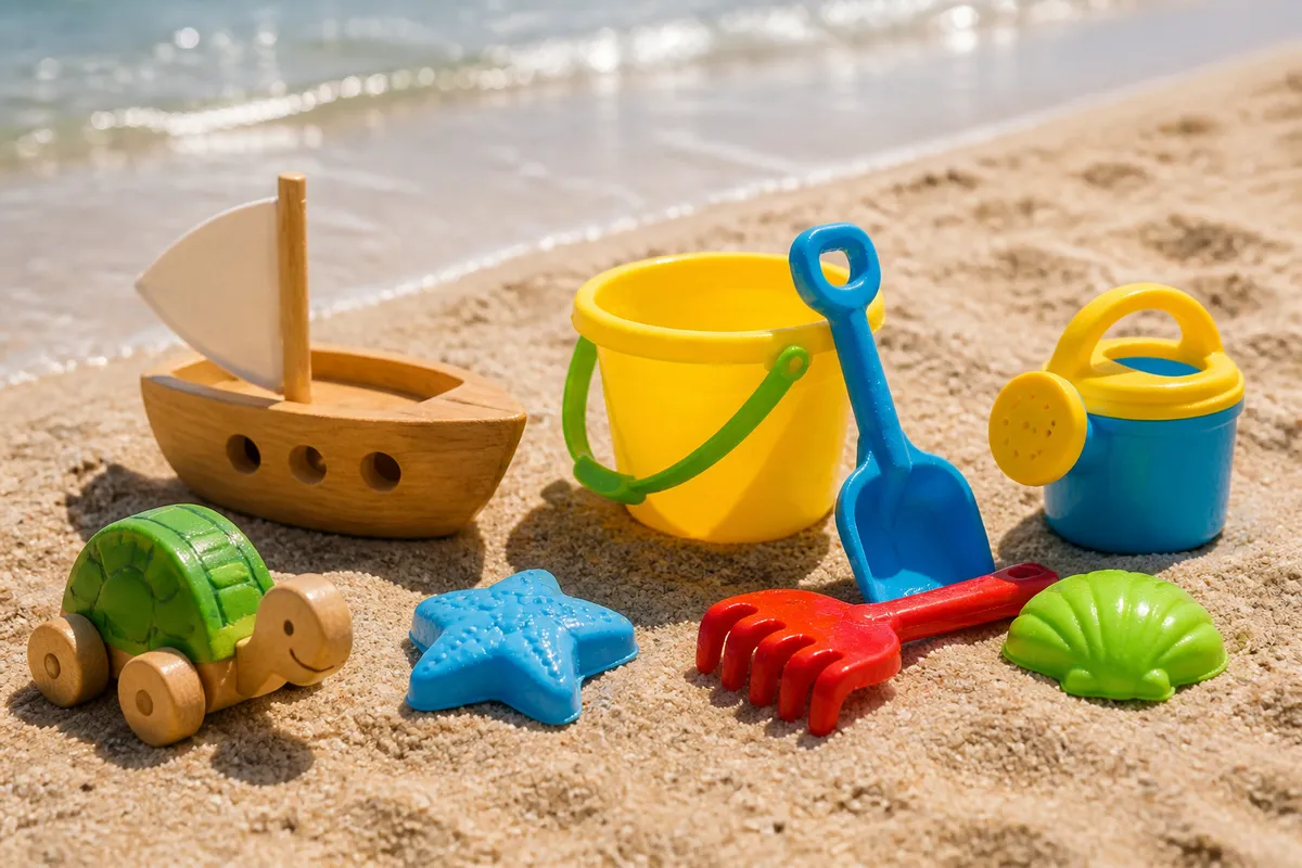 jucării de plajă sigure pentru bebeluși materiale naturale versus plastic