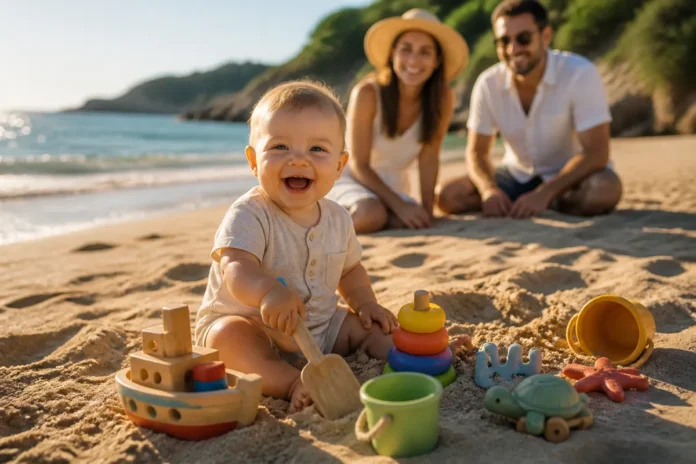 Plastic sau materiale naturale pentru jucăriile de plajă ale bebelușului vostru