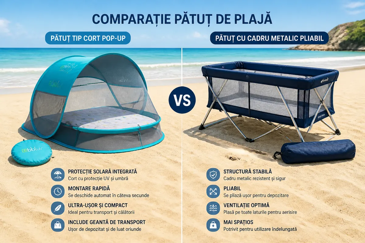 tipuri pătuț plajă bebeluș