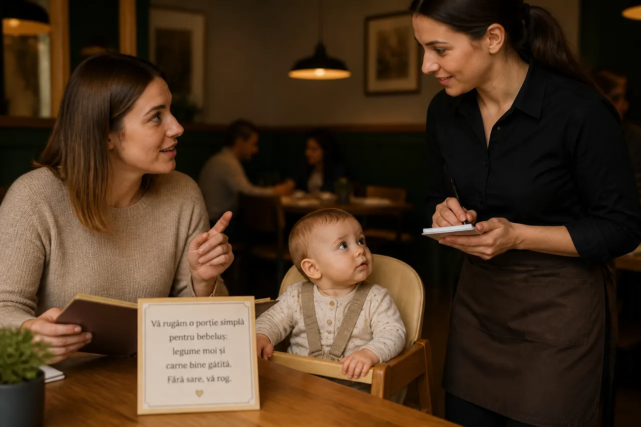 alegerea mesei bebelușului la restaurant în călătorie