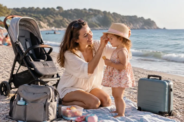 Mama singură la mare cu copilul mic fără haos logistic Mama singură la mare cu copilul mic fără haos logistic