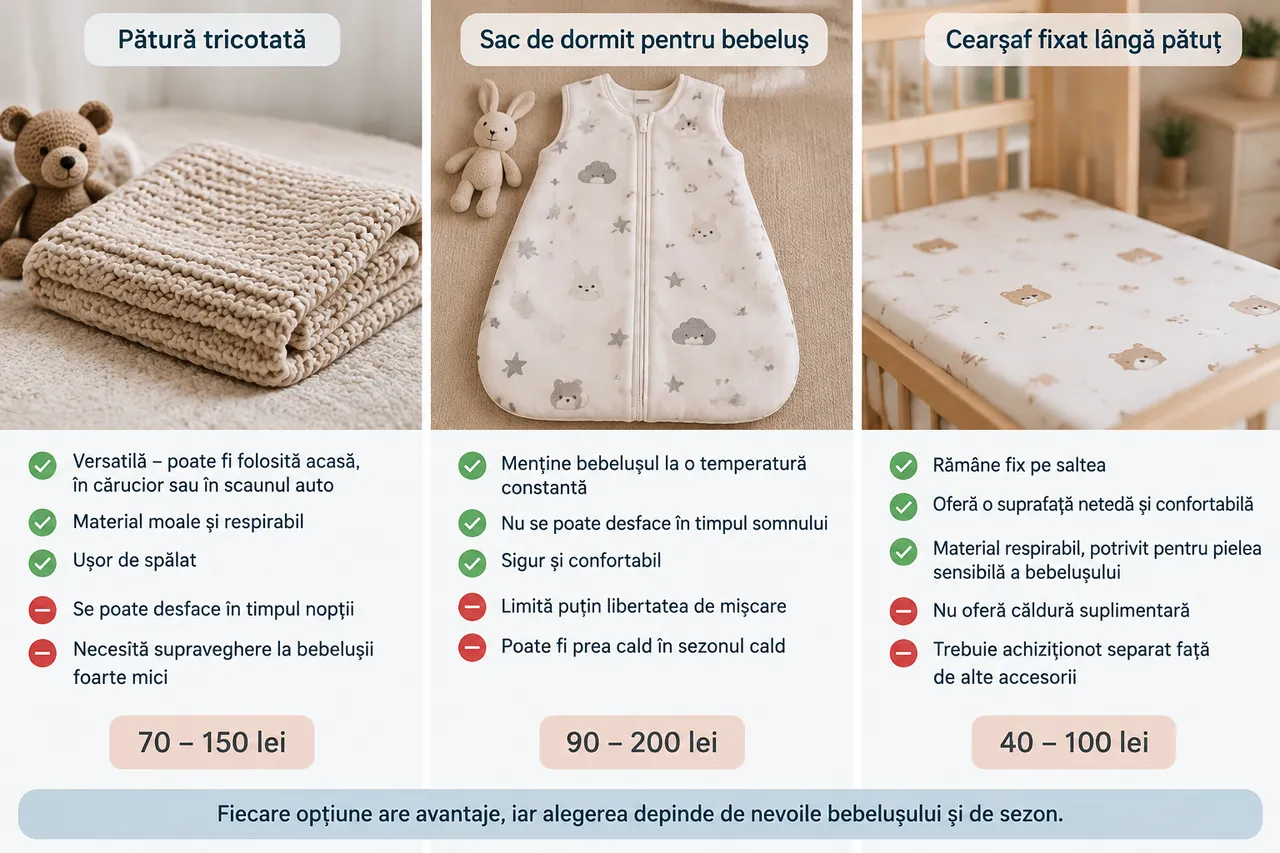 pătură și sac de dormit pentru somnul sigur al bebelușului