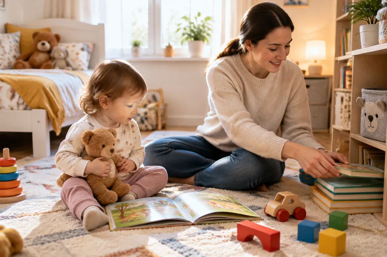 program structurat pentru copil și mamă care lucrează de acasă